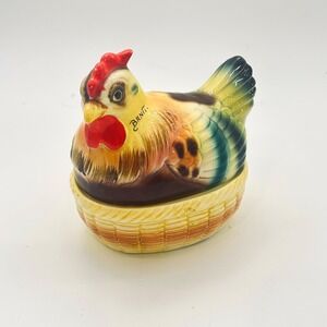 Vintage Hen on Nest Salt & Pepper Holder Banff Giftcraft Chicken Japan Cottage